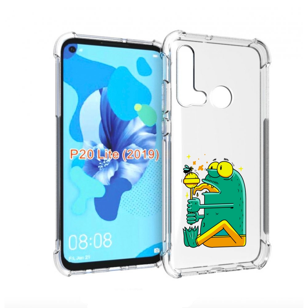 

Чехол бампер MyPads Зеленая лягушка с чупа чупсом для Huawei P20, Прозрачный, Tocco