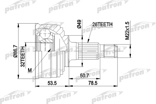 

ШРУС наружн к-кт 26x49x32 HONDA: ACCORD 1.8/2.0 85-89 PATRON PCV1045