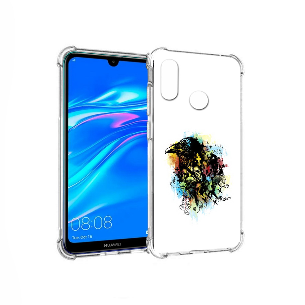 

Чехол MyPads Tocco для Huawei Y9 ворон и черепа (PT227091.35.273), Прозрачный, Tocco