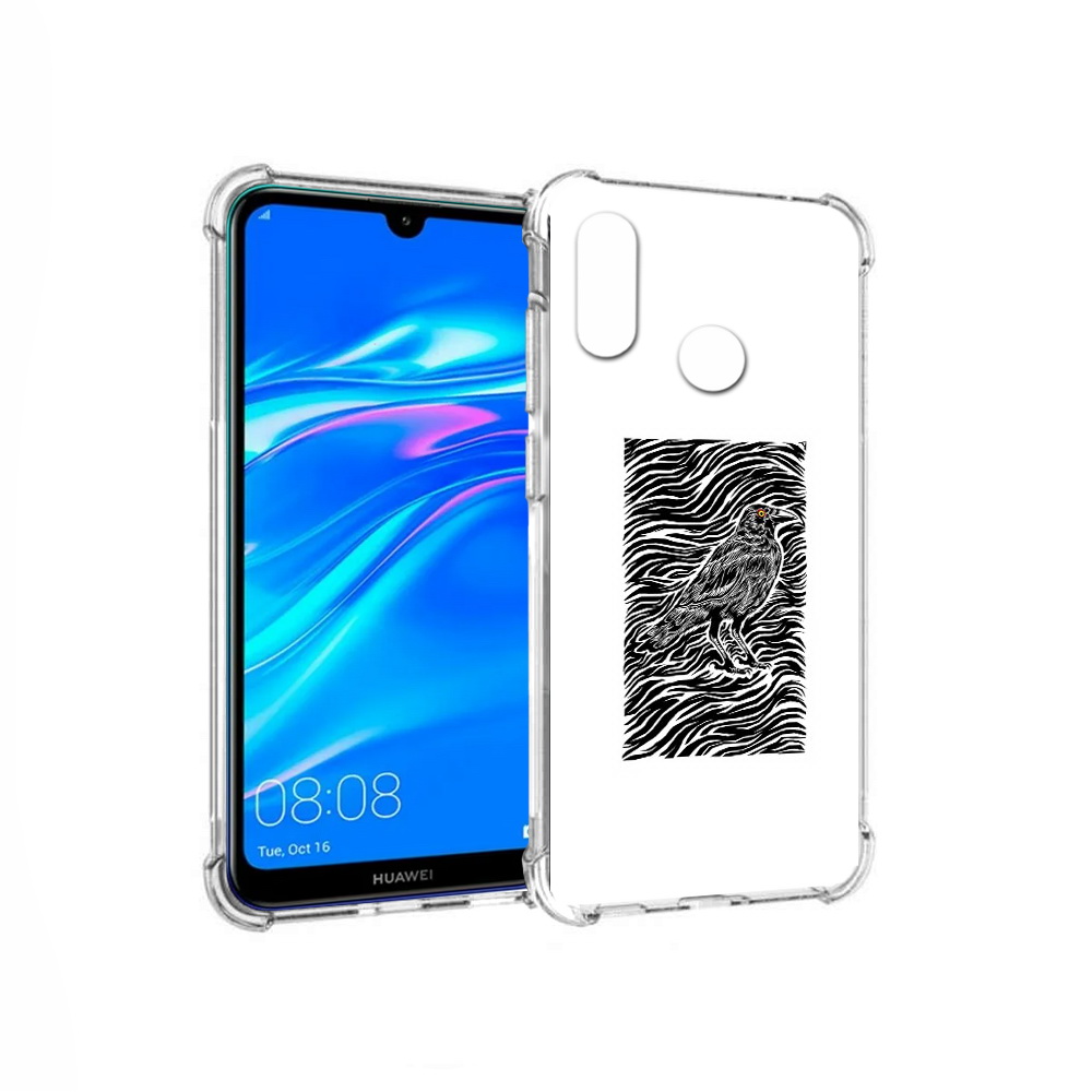 

Чехол MyPads Tocco для Huawei Y9 ворон в абстракции (PT227091.35.272), Прозрачный, Tocco