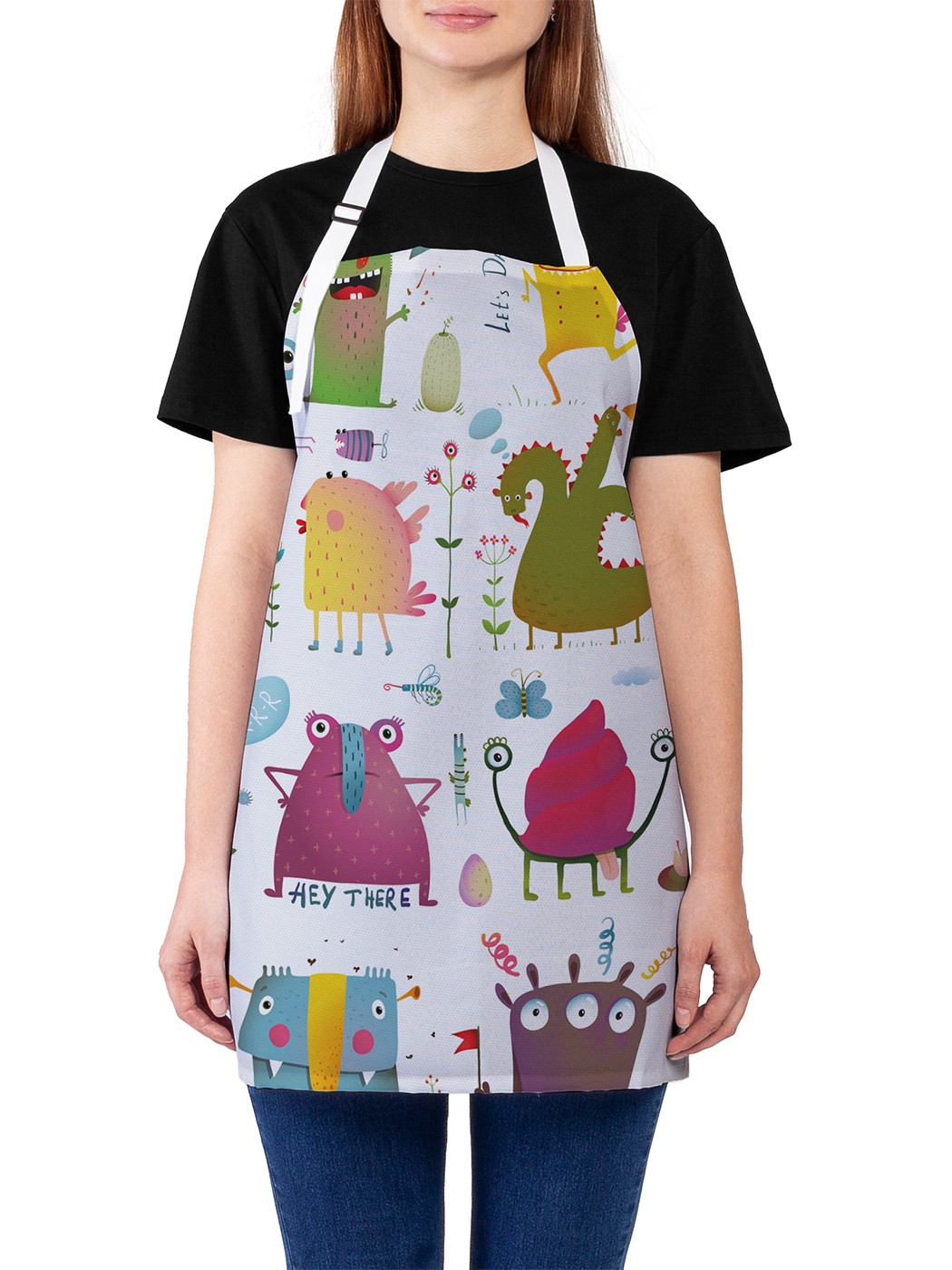 

Фартук женский JoyArty для готовки "Монстры веселятся", универсальный размер, Голубой