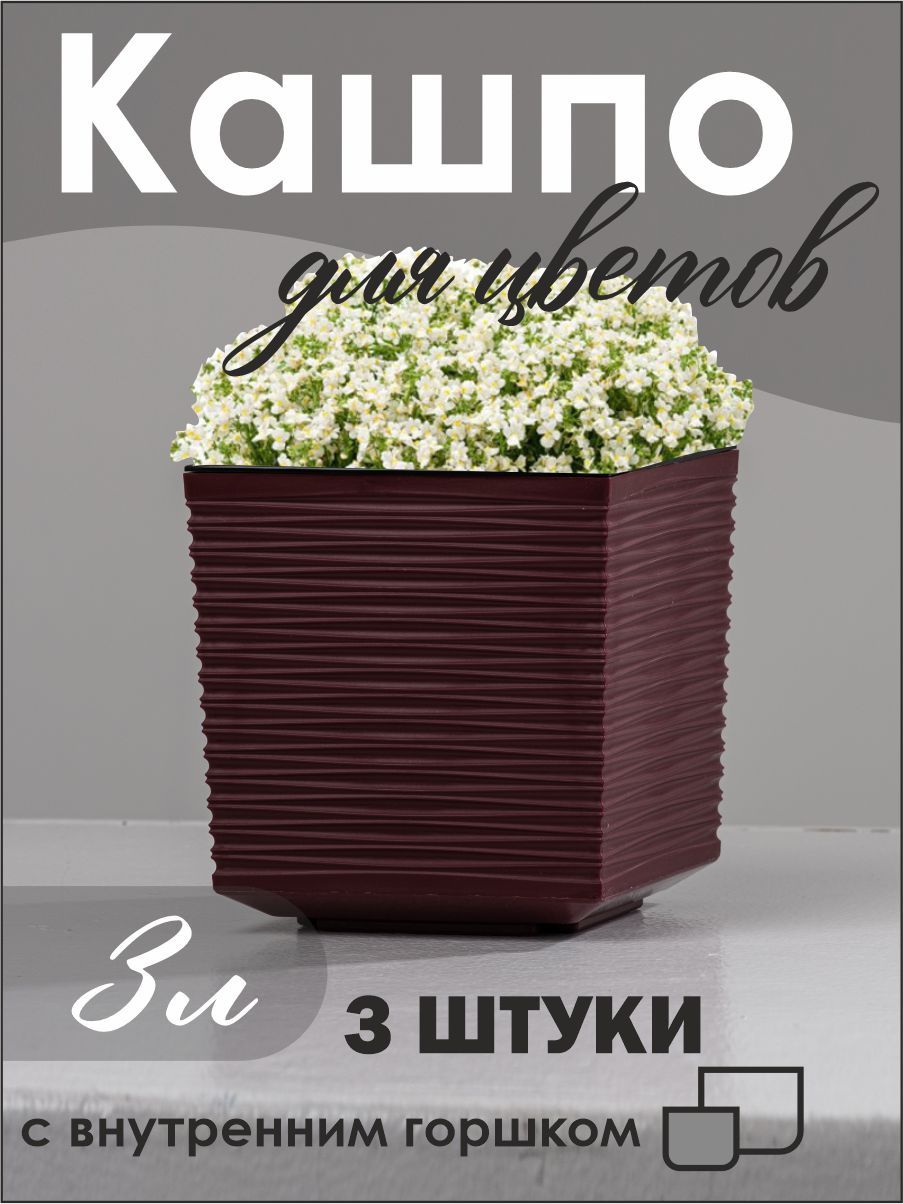 

Кашпо NoBrand 1239_3 3 шт, Красный