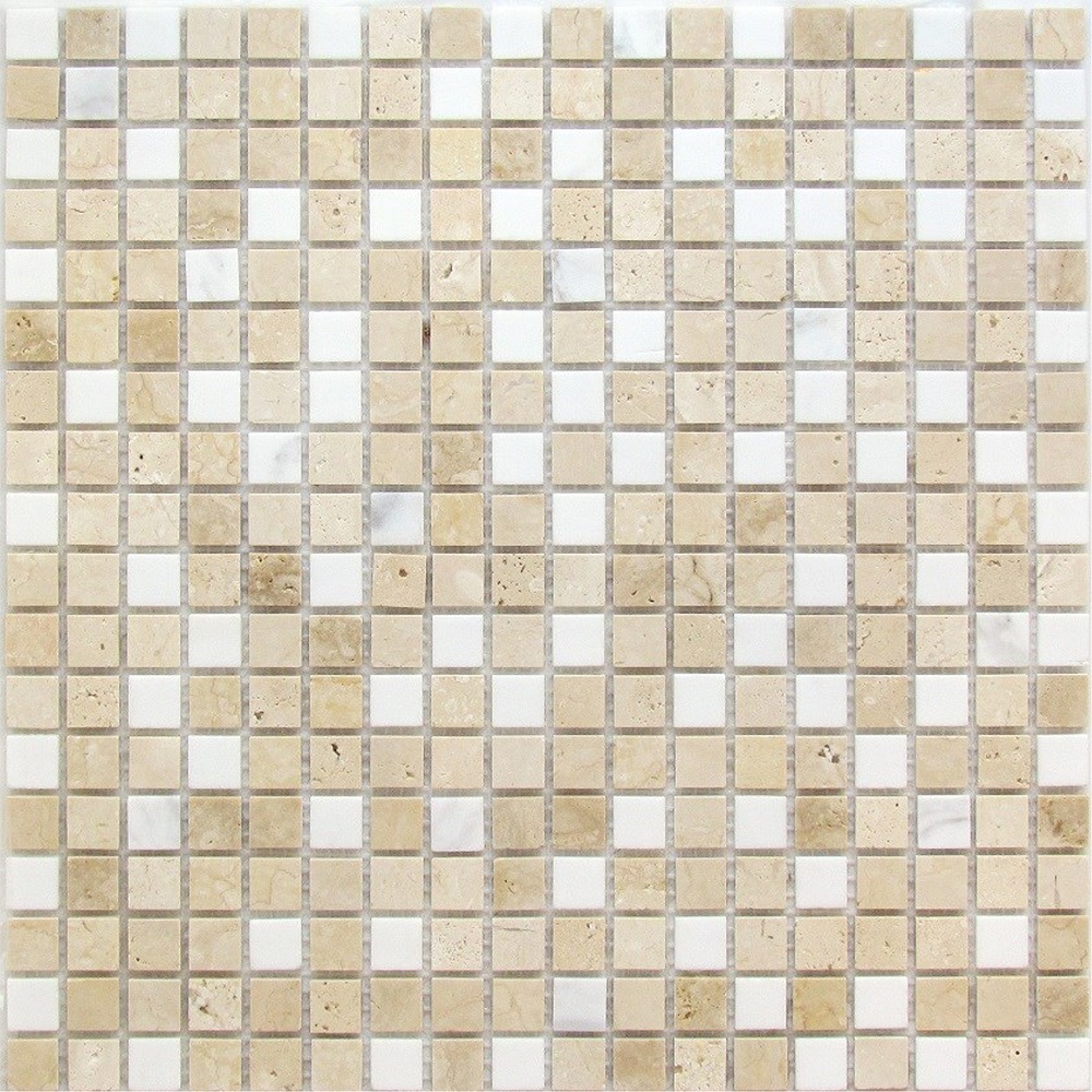 фото Плитка мозаика bonaparte geos камень 30,5 х 30,5 см белый-бежевый микс