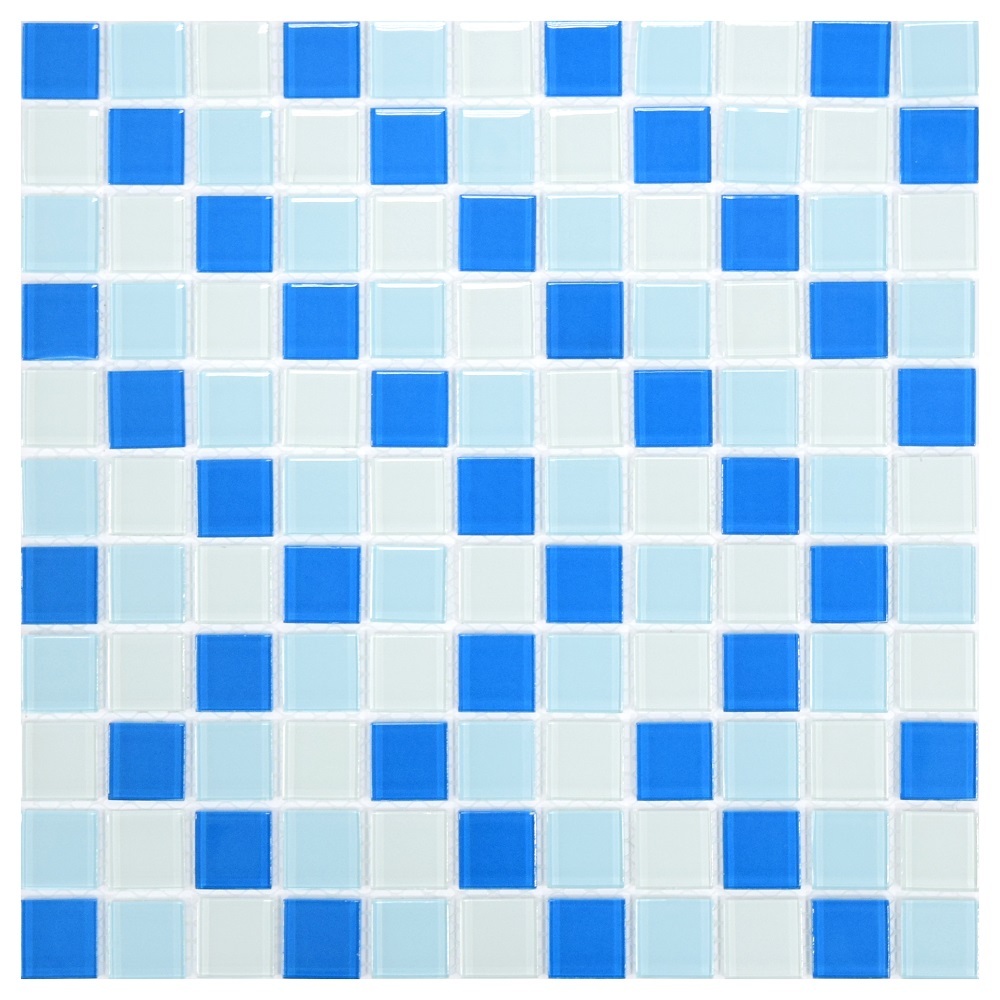 фото Плитка мозаика bonaparte sky стекло 30 х 30 см белый-голубой микс