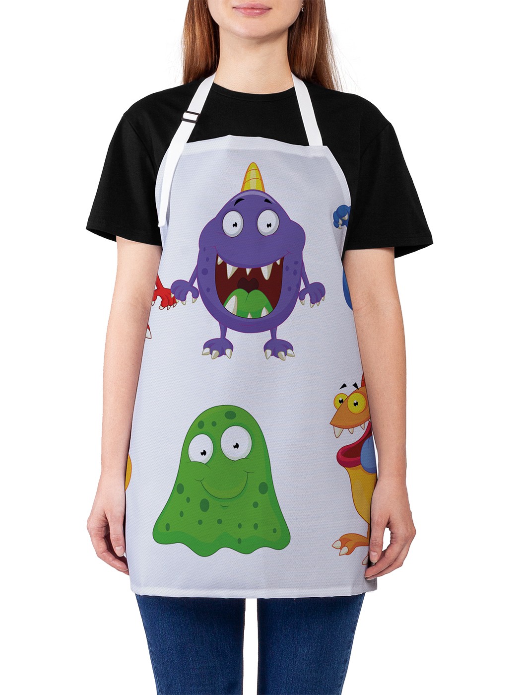 

Фартук женский JoyArty для готовки "Веселые монстры", универсальный размер, Голубой