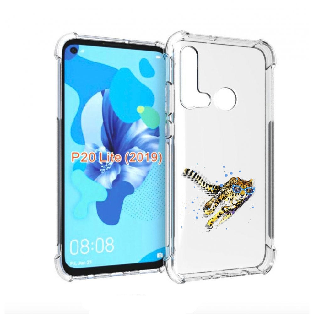 

Чехол бампер MyPads гепард в очках для Huawei P20 Lite (2019)., Прозрачный, Tocco