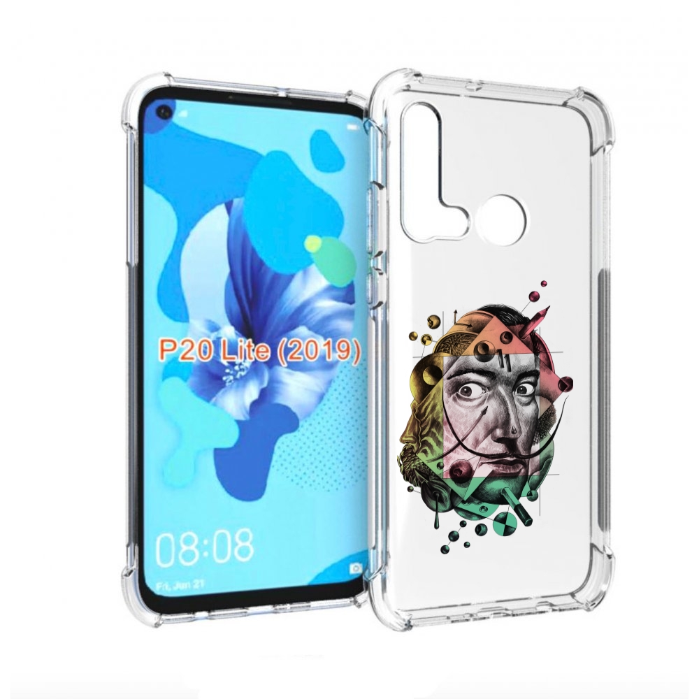 

Чехол бампер MyPads разноцветное лицо абстракция для Huawei P20, Прозрачный, Tocco