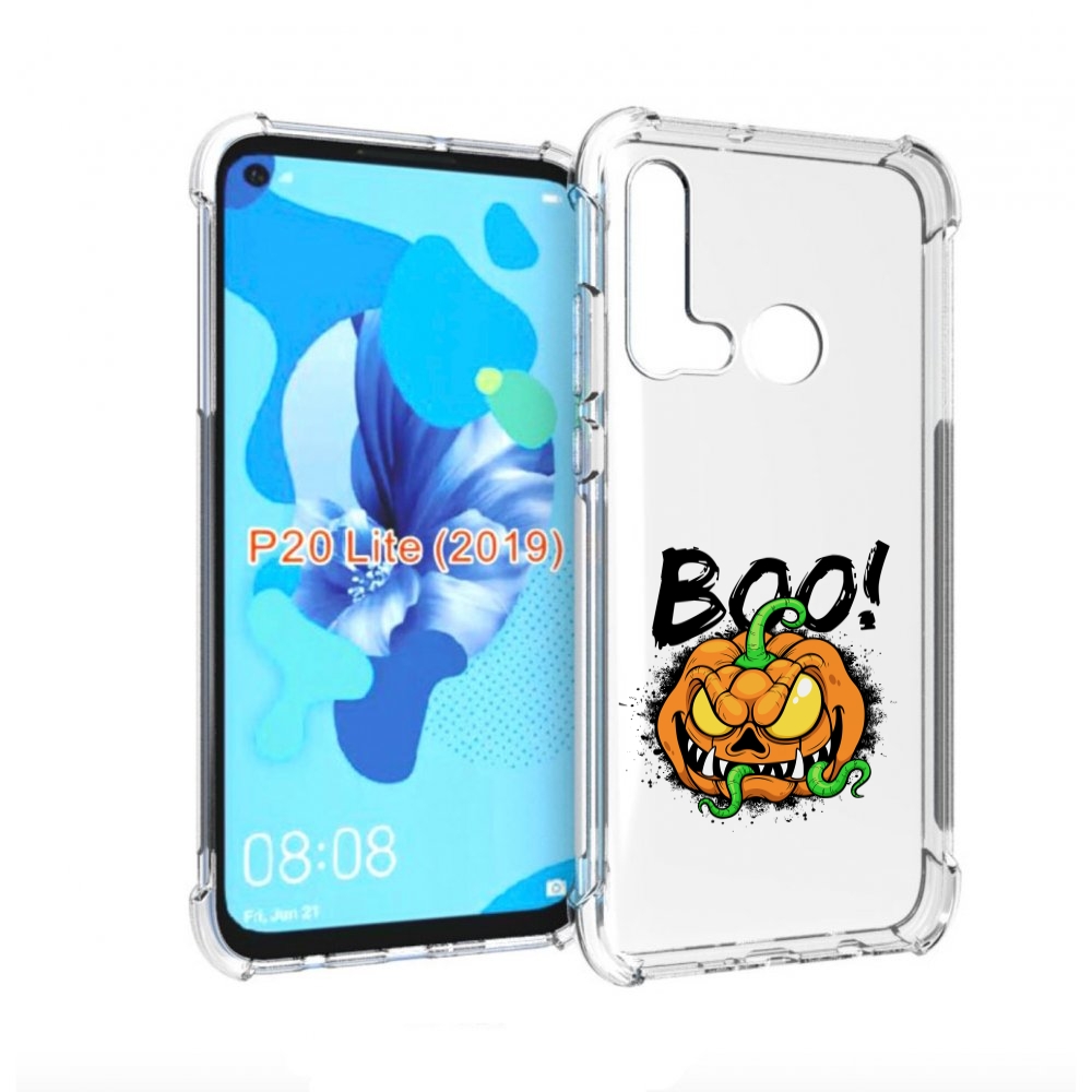 

Чехол бампер MyPads Хэллоуин бу для Huawei P20 Lite (2019)., Прозрачный, Tocco
