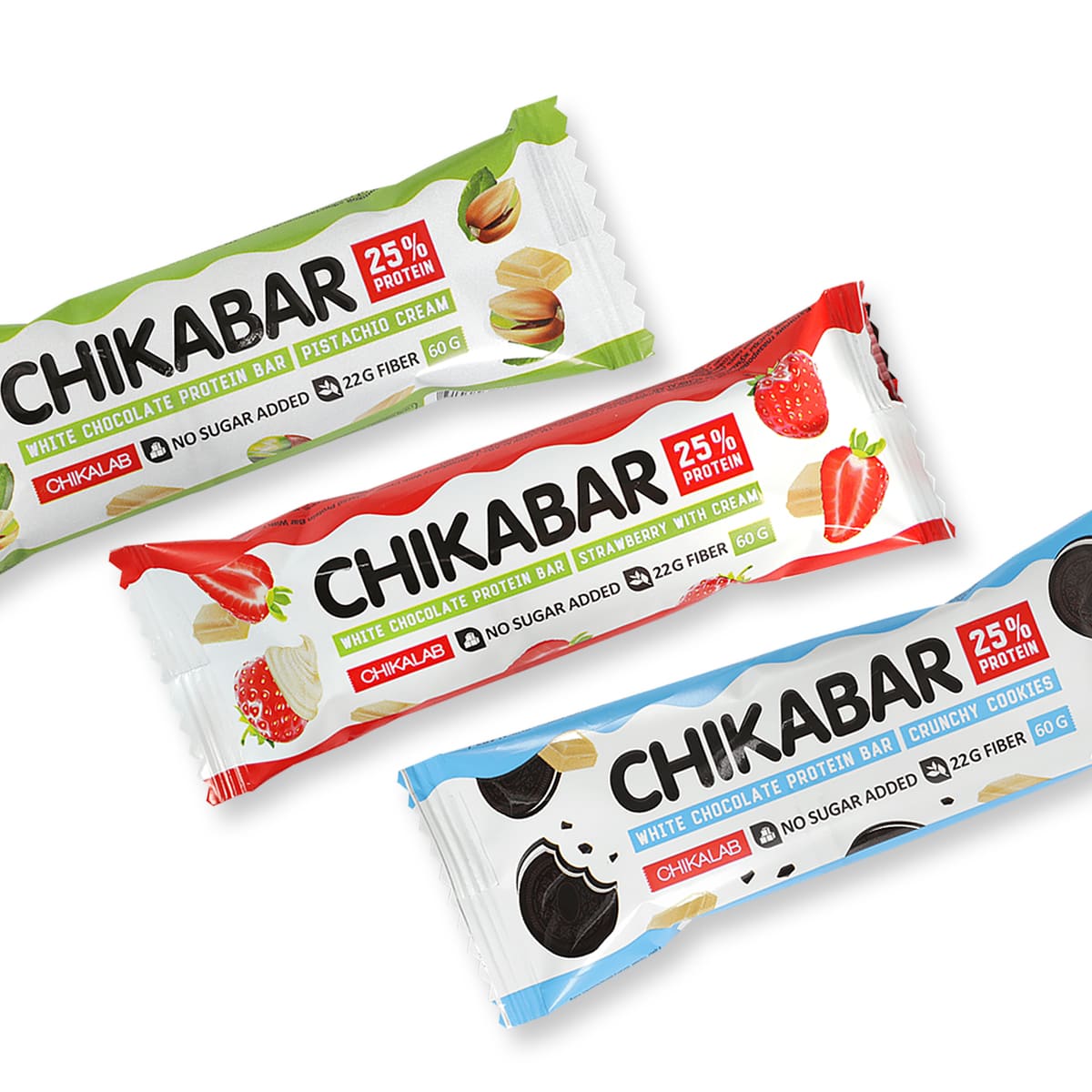 фото Chikalab протеиновый батончик chikabar в белом шоколаде без сахара - ассорти (20 шт)