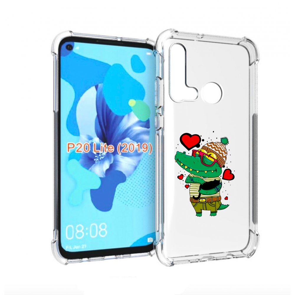 

Чехол бампер MyPads Влюбленный крокодил для Huawei P20 Lite (201, Прозрачный, Tocco