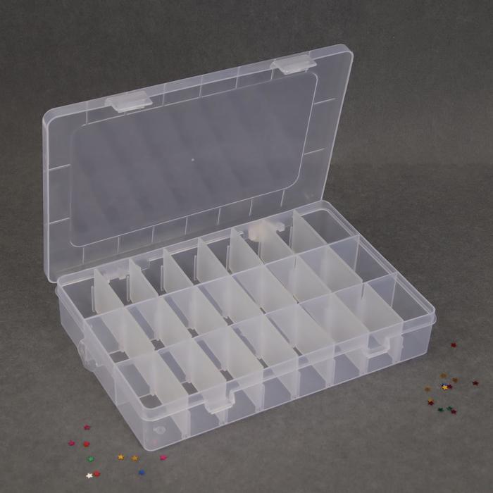 Органайзер Queen fair 24 ячейки,19,7х13,3 см, прозрачный органайзер для рукоделия 5 отделений 8 1 × 5 5 × 1 7 см прозрачный