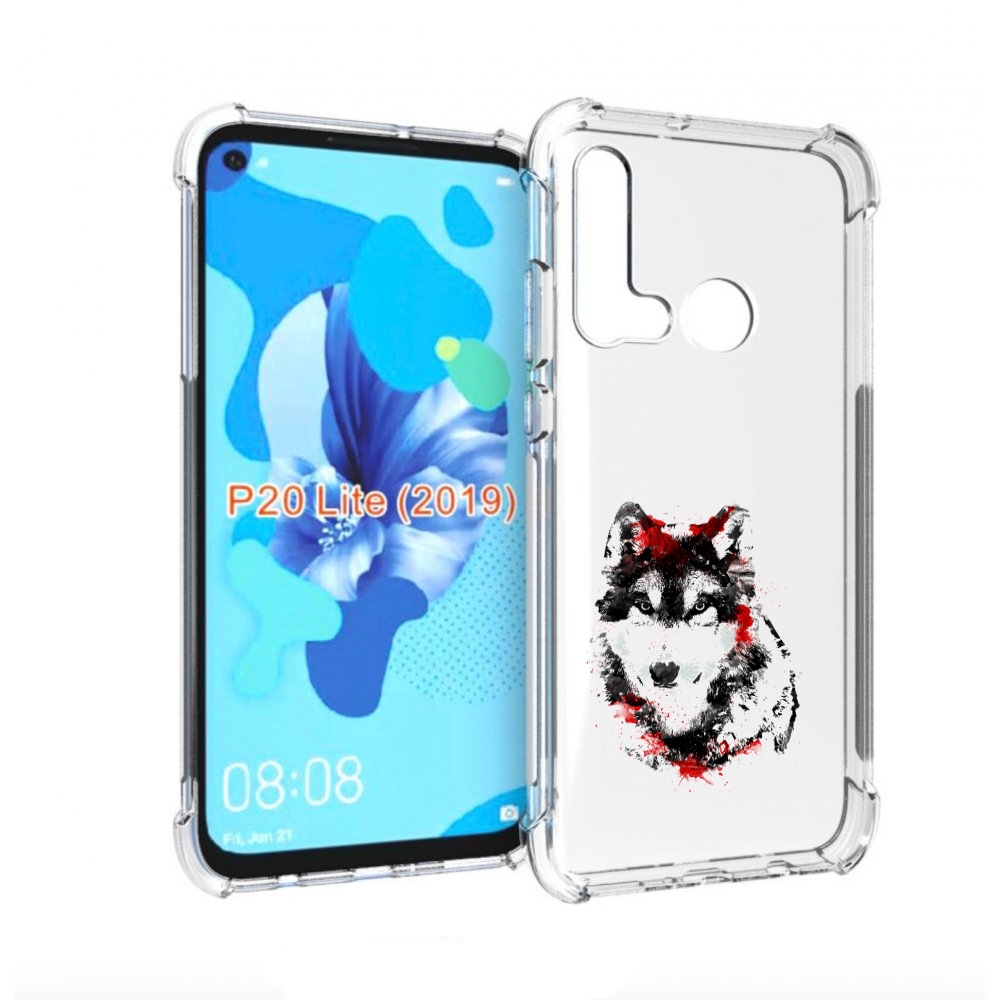 

Чехол бампер MyPads кровавый волк для Huawei P20 Lite (2019)., Прозрачный, Tocco