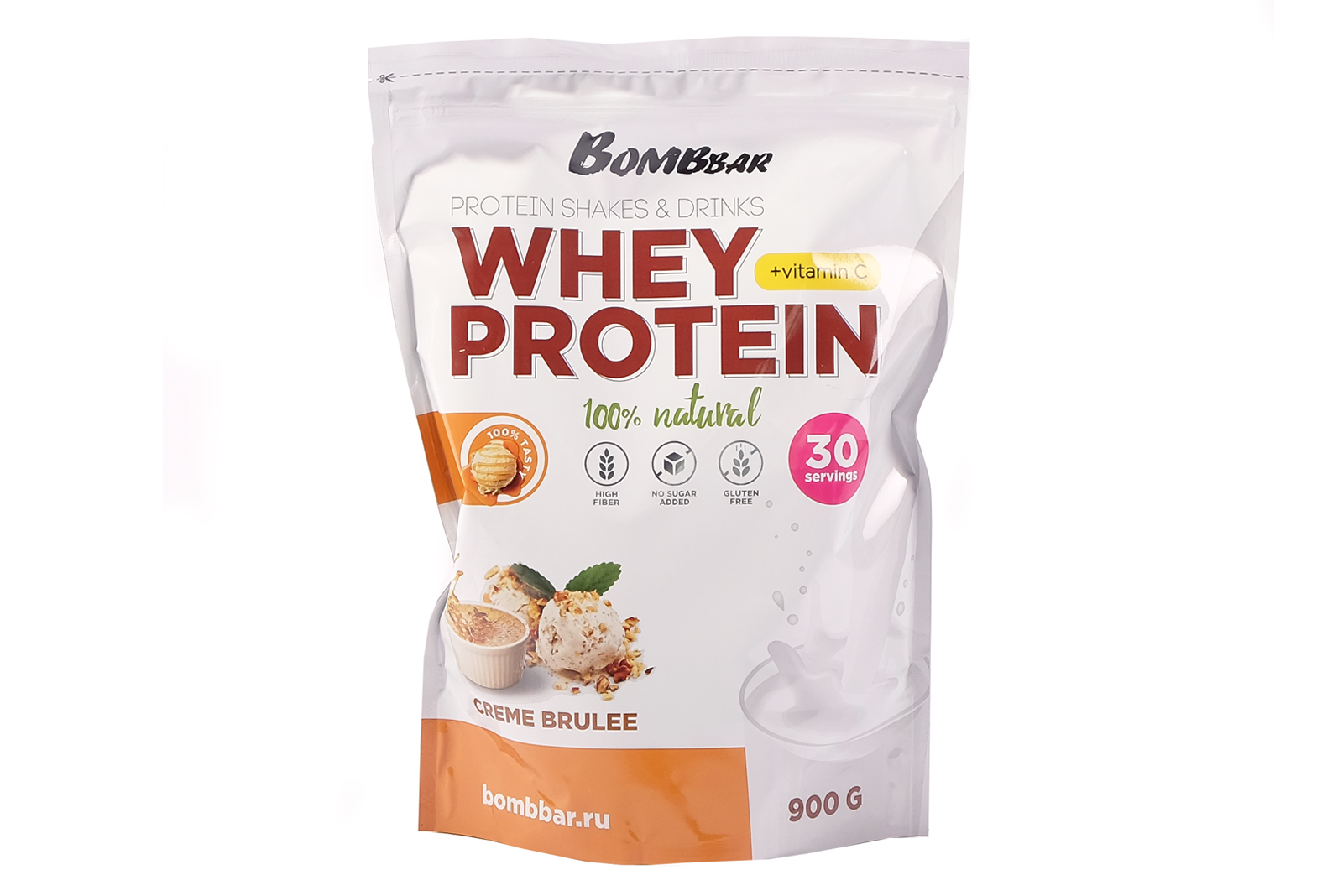 

Протеиновый белковый коктейль без сахара Whey Bombbar - крем-брюле (900 г), Whey Protein