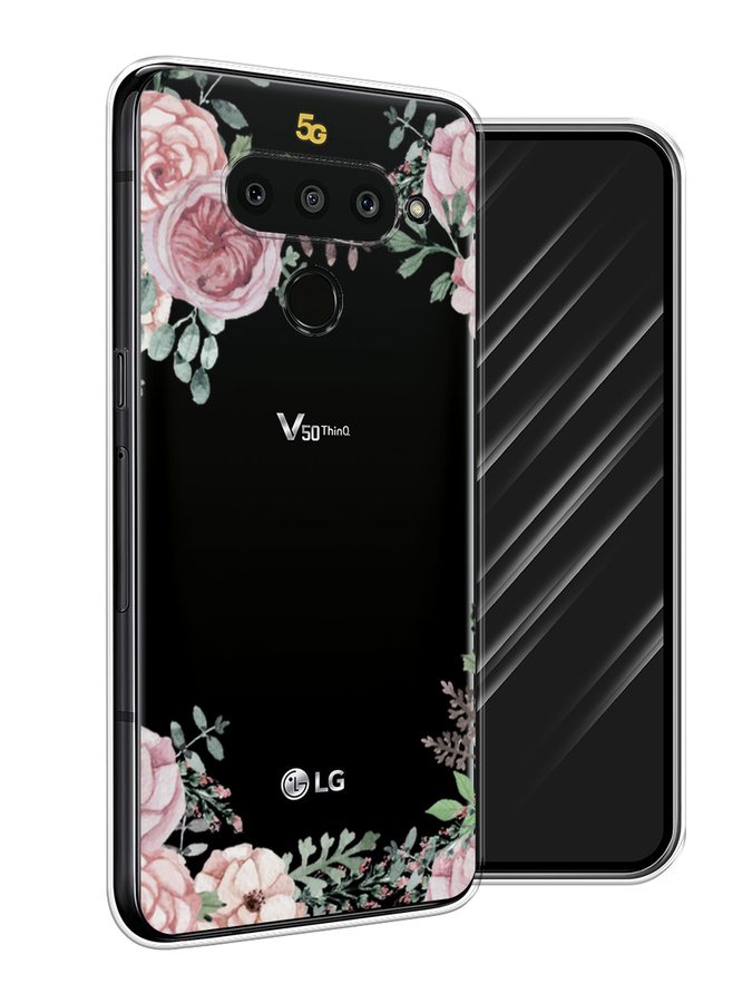 

Чехол Awog на LG V50 ThinQ "Нежные розы акварель", Прозрачный;розовый;зеленый, 83850-8