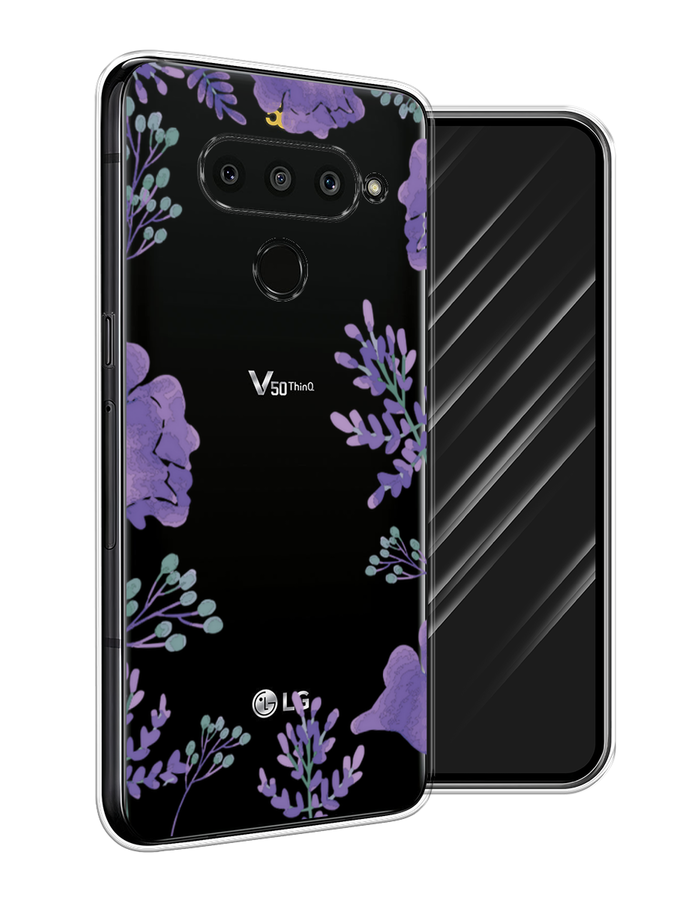 

Чехол Awog на LG V50 ThinQ "Сиреневая цветочная рамка", Прозрачный;фиолетовый, 83850-8