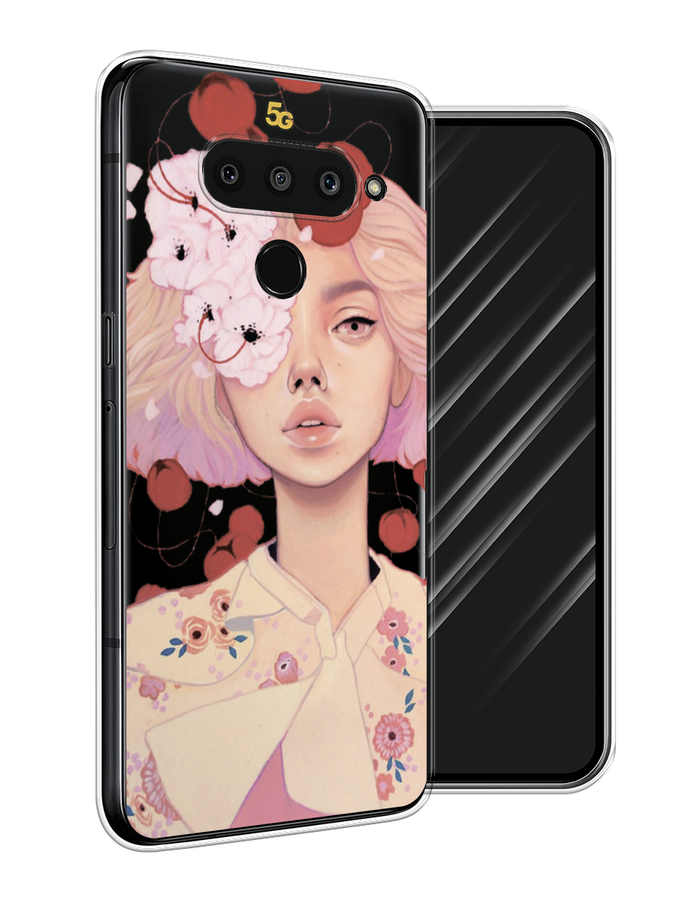 

Чехол Awog на LG V50 ThinQ "Цветочная анархия", Бежевый;розовый;красный, 83850-7
