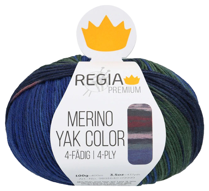 

Пряжа для вязания Regia 9801640 Merino Yak Color (08505), Синий, Merino Yak Color