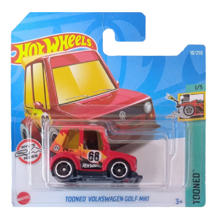 фото Машинка hot wheels коллекционная tooned volkswagen golf mk1 красный/желтый hcw71