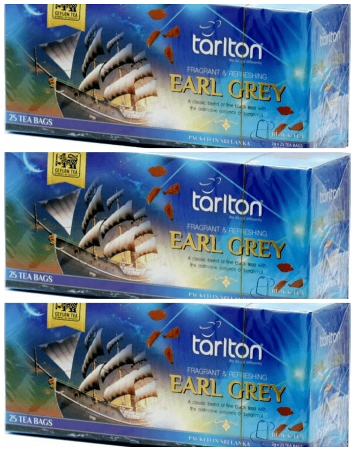 

Чай Чёрный, Tarlton Earl Grey, 25 пакетиков, 50 г х 3 шт, Earl Grey, 25 пакетиков, 50 г