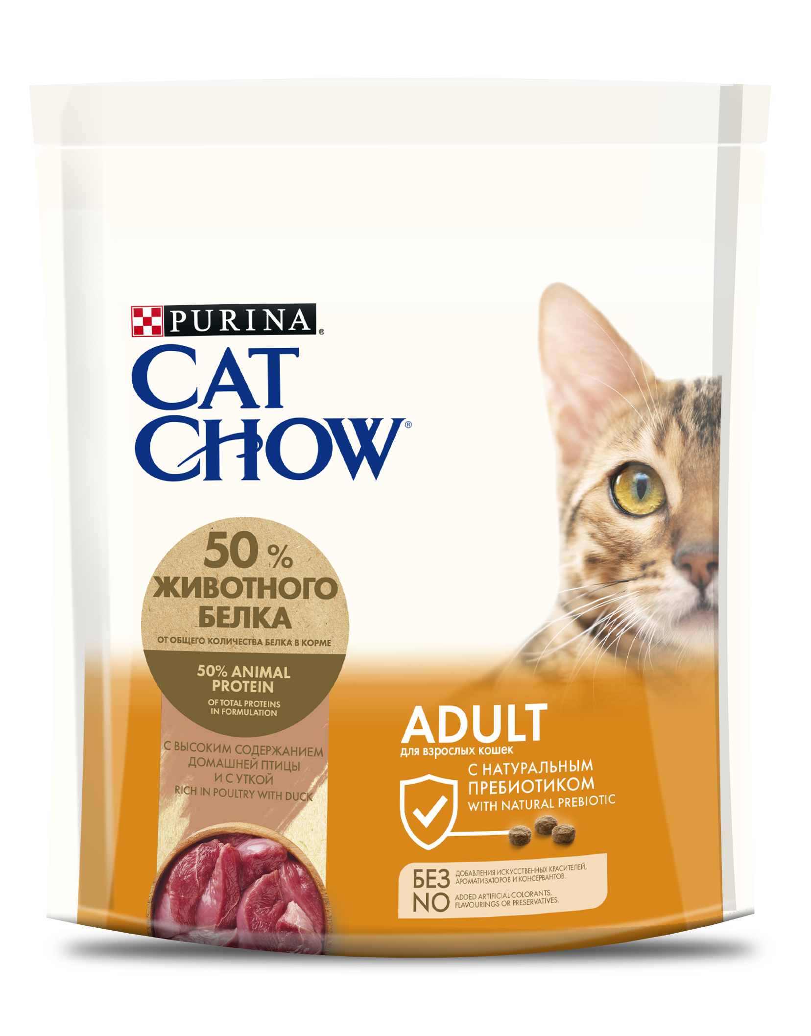 фото Сухой корм для кошек cat chow adult, утка, 0,4кг