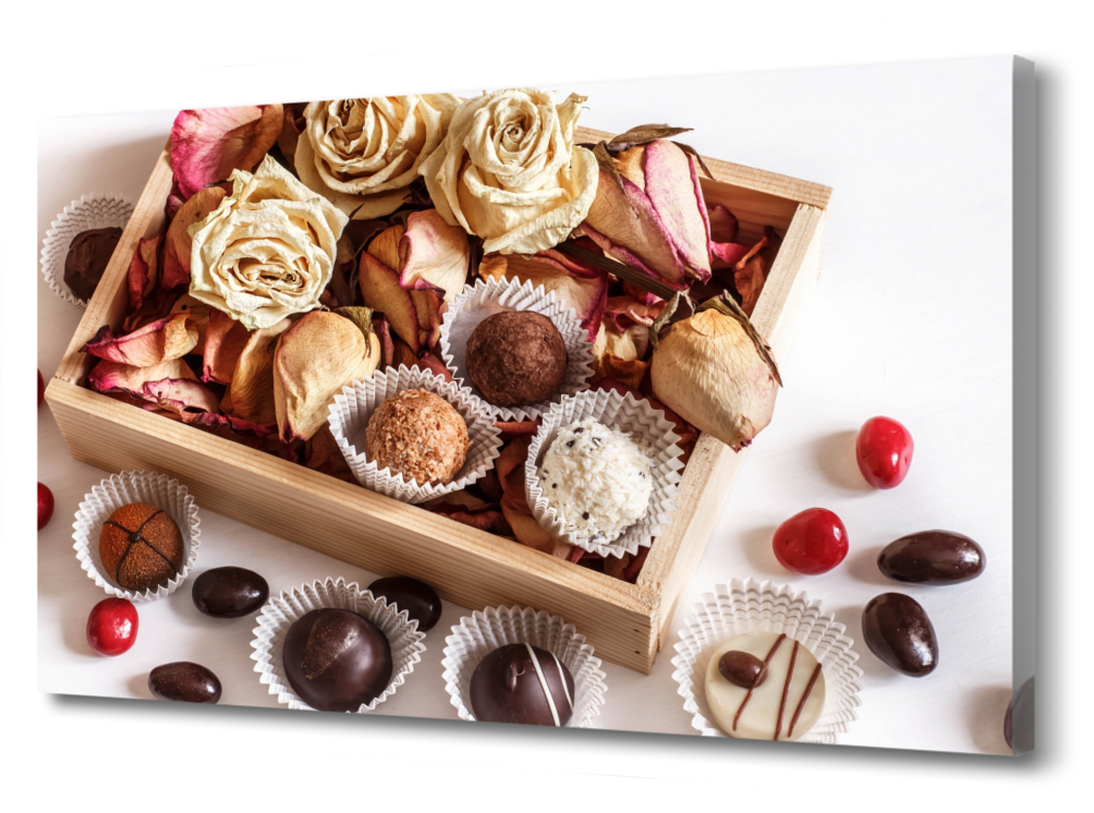 

Картина на холсте Шоколад и розы в коробке PRC-86 (105x70см). Натуральный холст