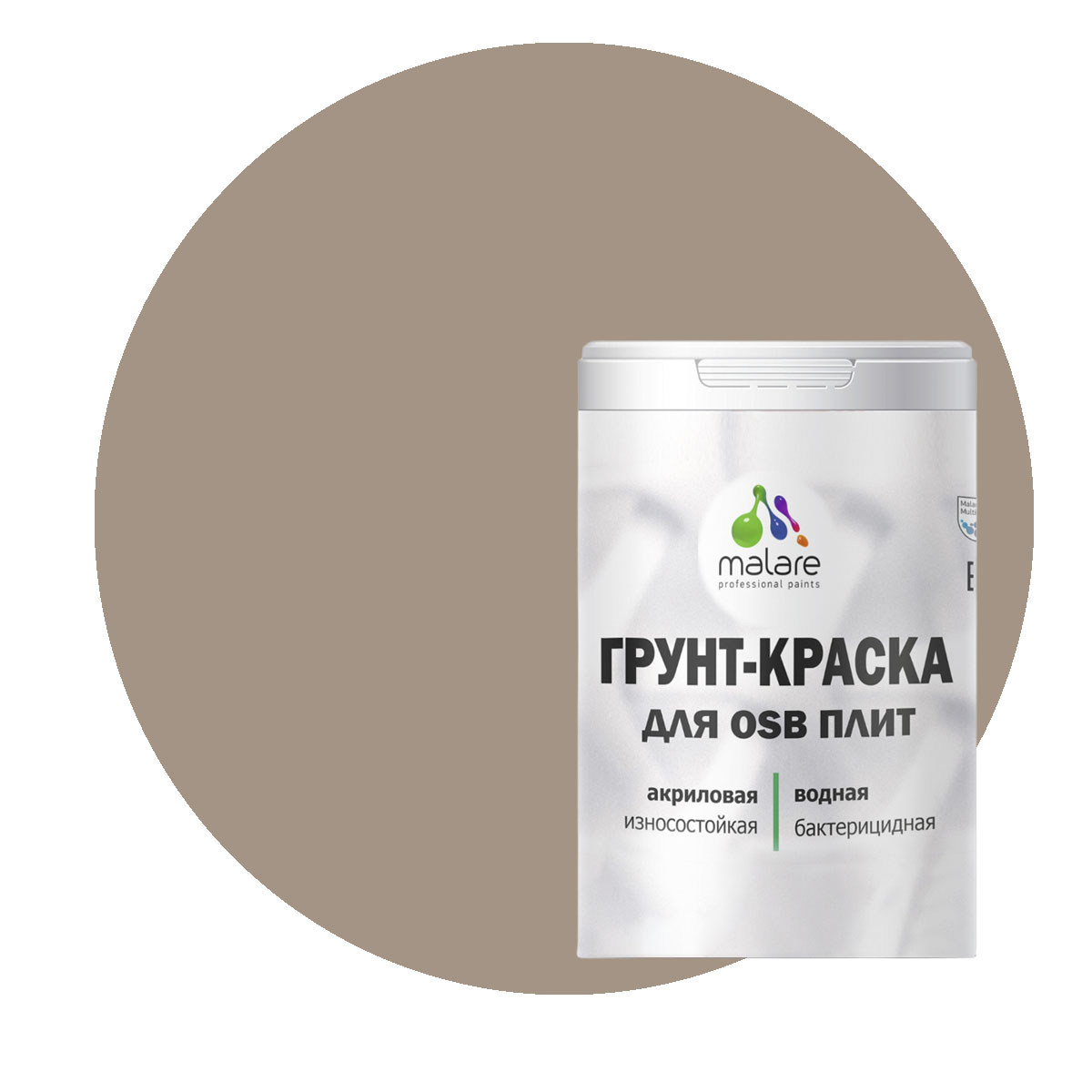 

Краска Malare для OSB плит, для дерева, кварцевый серый, 1 кг., Malare-20