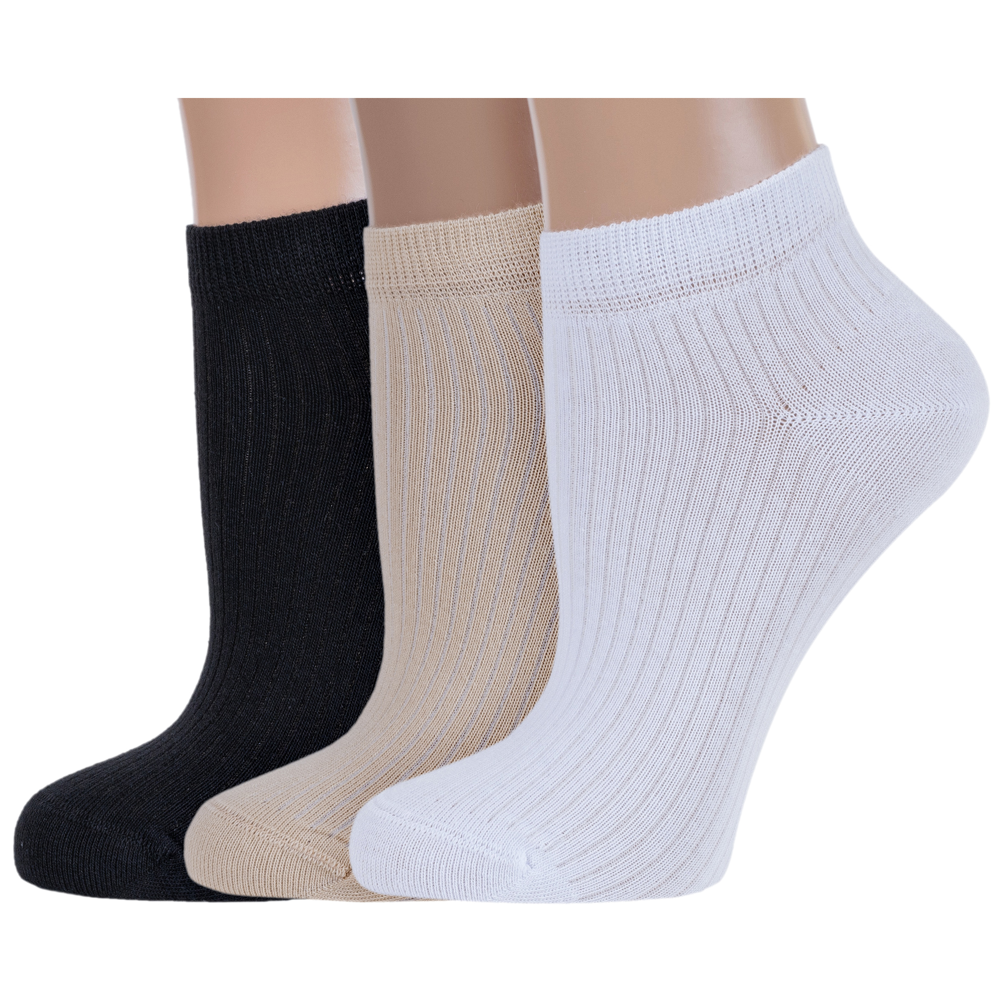 

Комплект носков женских Rusocks 3-Ж3-23835 бежевых; белых; черных 23-25, 3-Ж3-23835