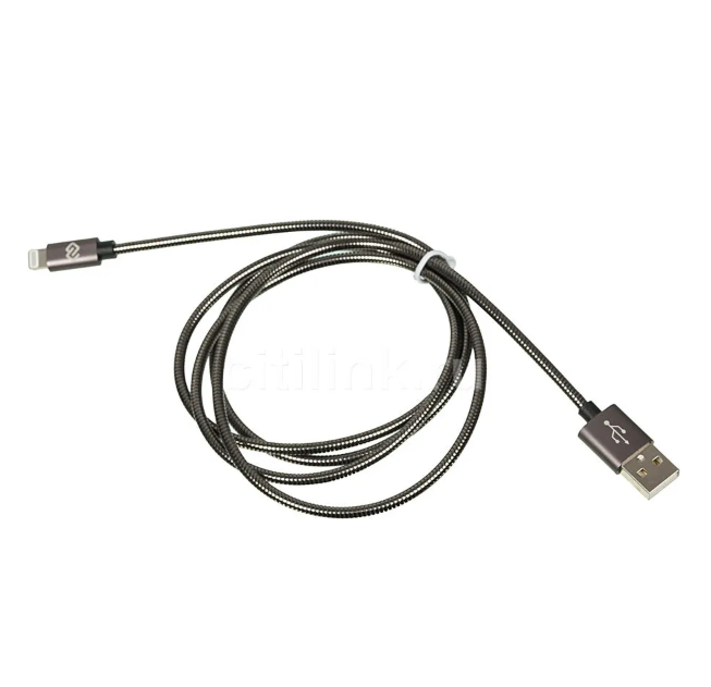 

Кабель Digma LIGHT-1.2M-G USB (m)-Lightning (m) 1.2м черный