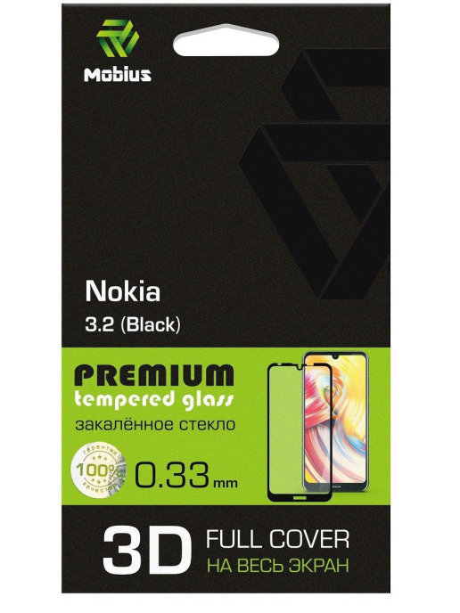 

Защитное стекло MOBIUS для Nokia 3.2 3D Full Cover (Black) (4232-287), для Nokia 3.2 3D Full Cover (Black)