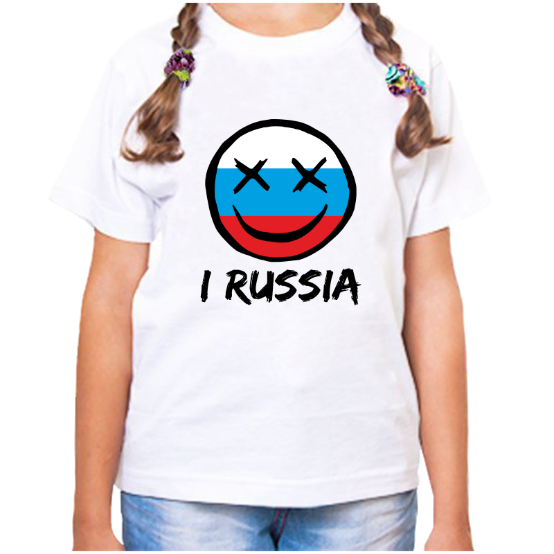 

Футболка девочке белая 36 р-р с надписью Россия I Russia, Белый, fdd_73