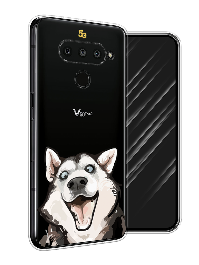 

Чехол Awog на LG V50 ThinQ "Радостный хаски", Белый;голубой;черный, 83850-1