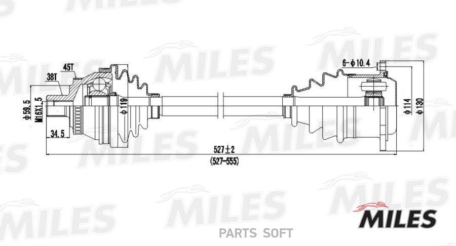 Привод В Сборе Левый Audi A4 2.8 95-01 (Abs) (Gsp 203015) Gc01008 Miles GC01008