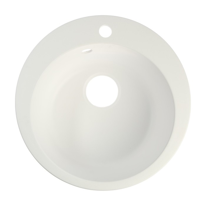фото Мойка для кухни из камня zein 30/g31 10060409 d475 мм, круглая, перелив, белый