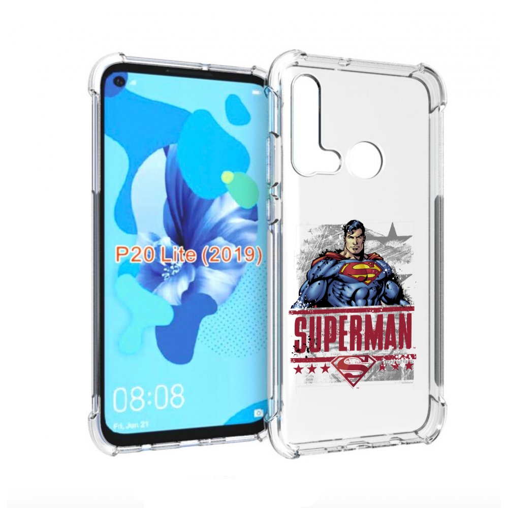 

Чехол бампер MyPads рисунок супермен для Huawei P20 Lite (2019)., Прозрачный, Tocco