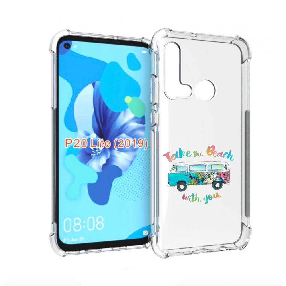 

Чехол бампер MyPads Хиппи автобус для Huawei P20 Lite (2019)., Прозрачный, Tocco