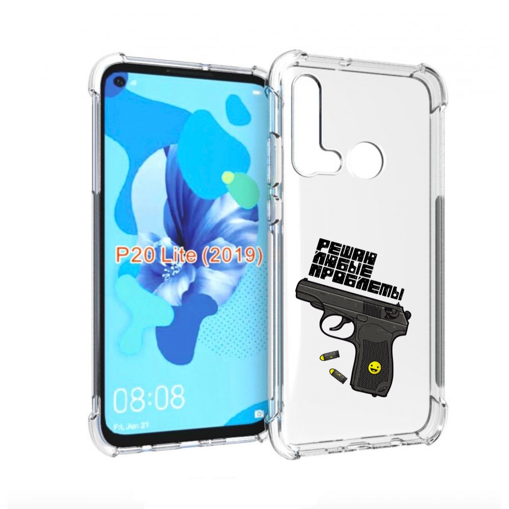 

Чехол бампер MyPads пистолет против проблем для Huawei P20 Lite, Прозрачный, Tocco