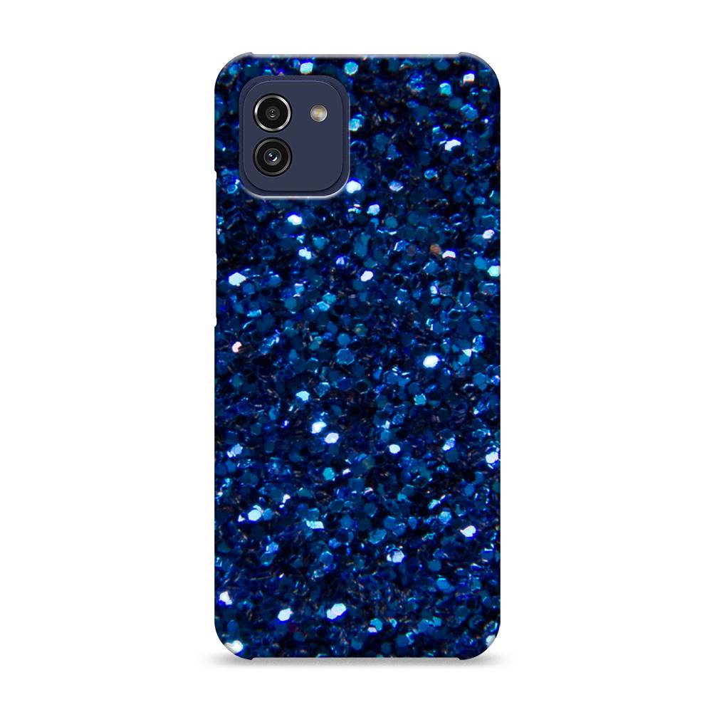 

Пластиковый чехол "Синие блестки рисунок" на Samsung Galaxy A03