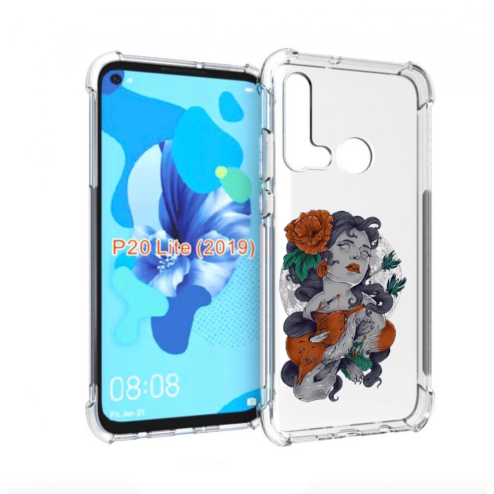 

Чехол бампер MyPads темная девушка с лисой для Huawei P20 Lite (, Прозрачный, Tocco