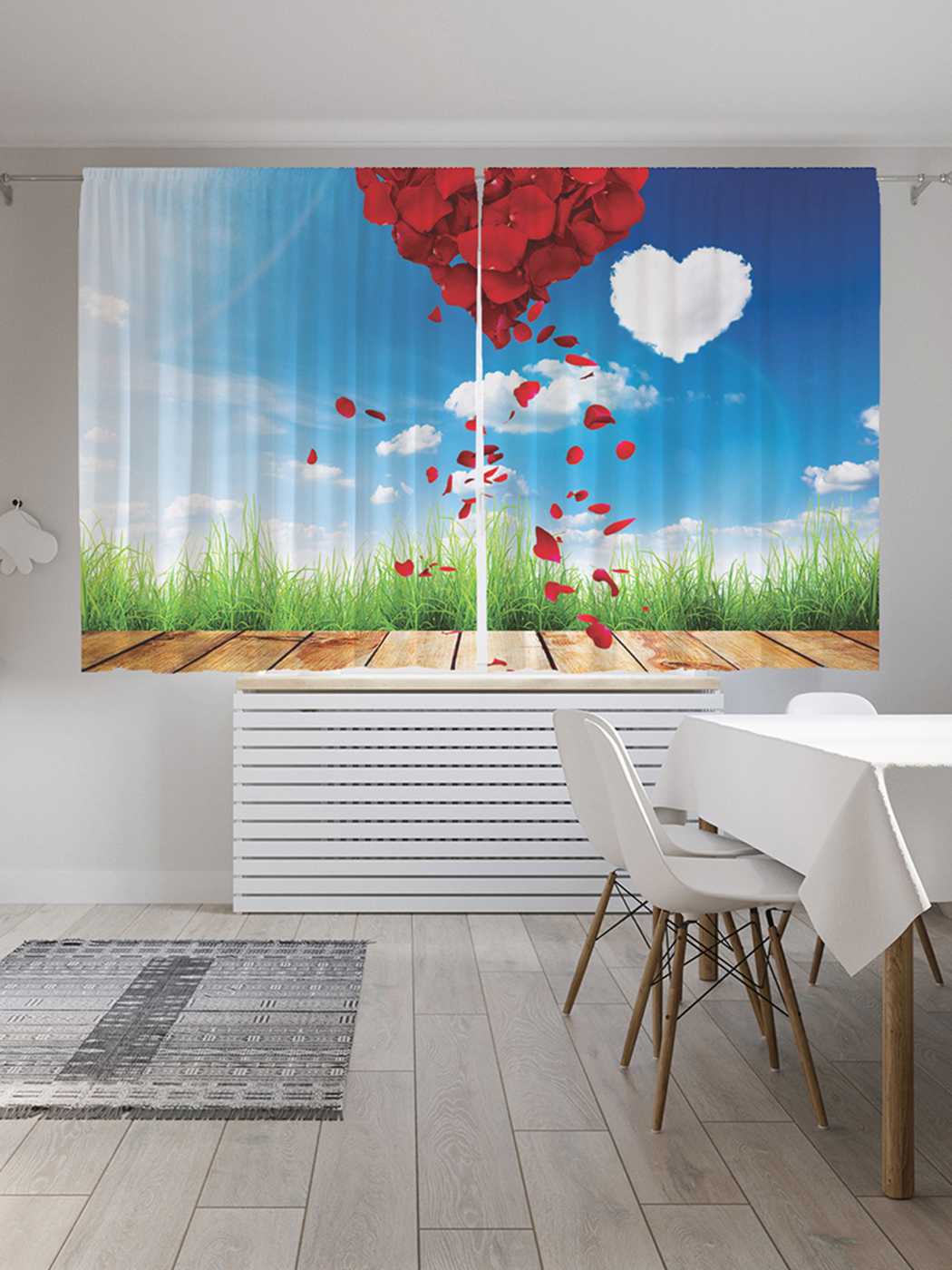 

Шторы JoyArty c фотопечатью "Сердечки из лепестков" из сатена, 290х180 см, Сердечки из лепестков