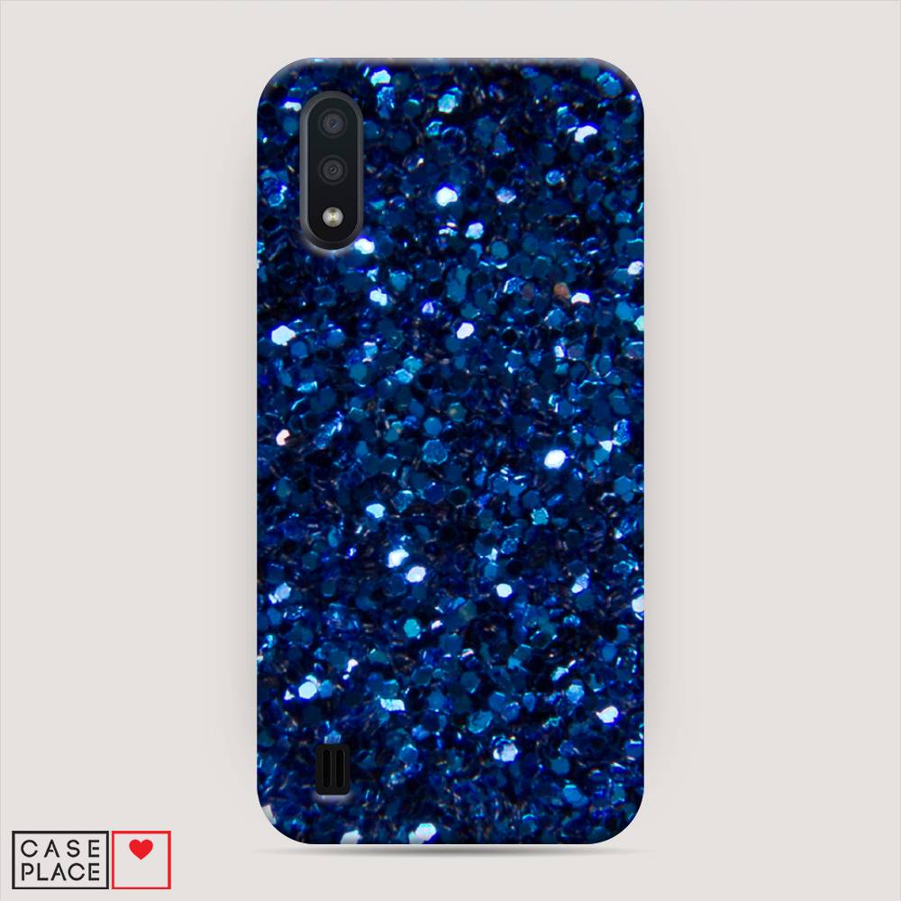 

Пластиковый чехол "Синие блестки рисунок" на Samsung Galaxy A01