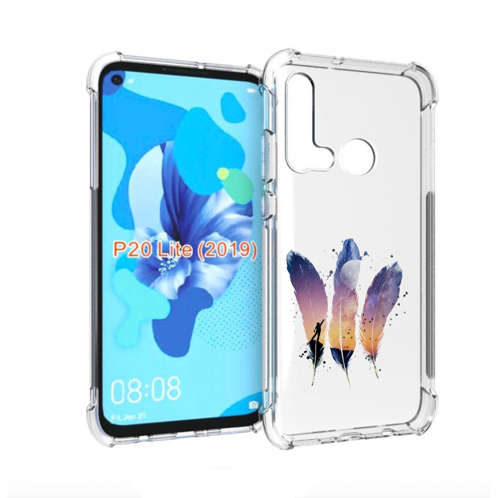 

Чехол бампер MyPads небесные перья для Huawei P20 Lite (2019)., Прозрачный, Tocco