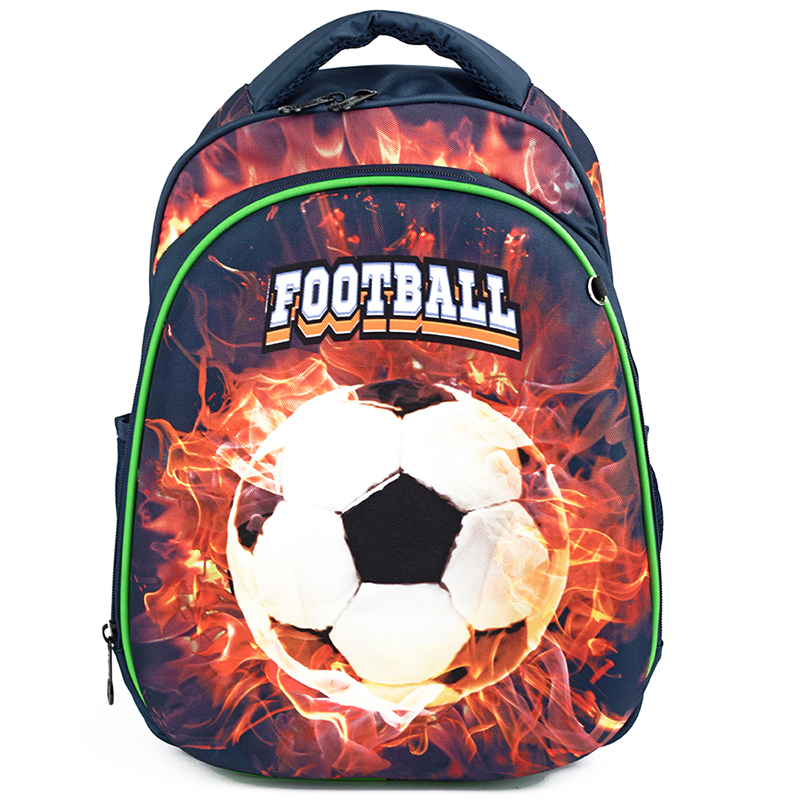 Ранец школьный Baziator Футбольный мяч, ортопедический, сине-зеленый, GK0070H
