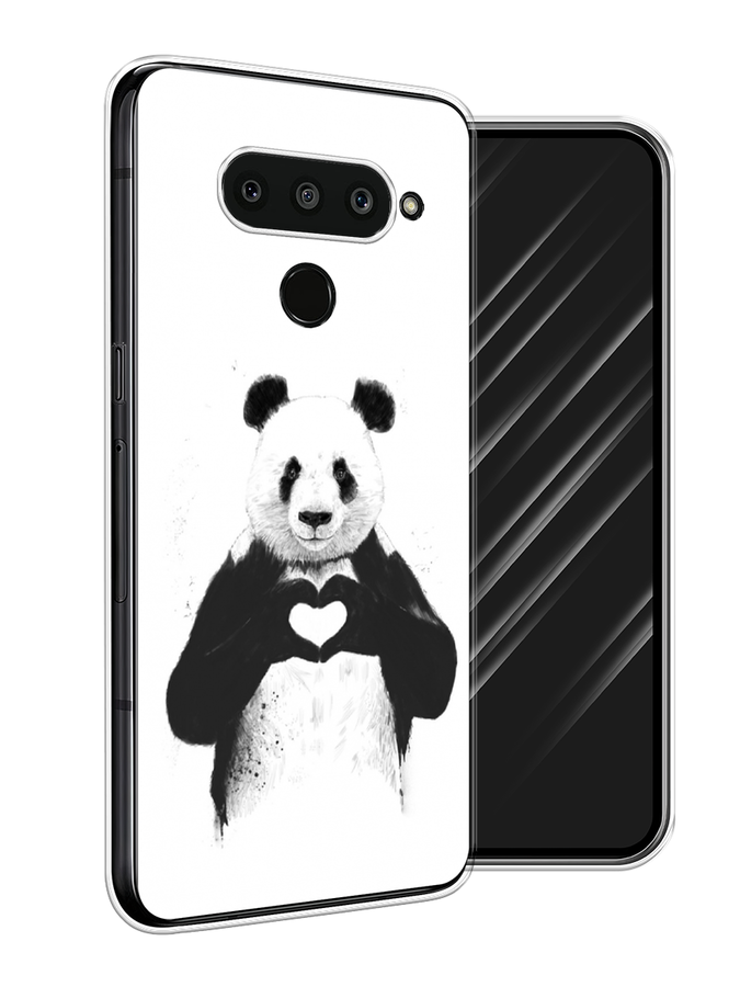 

Чехол Awog на LG V50 ThinQ "Панда love", Серебристый, 83850-10