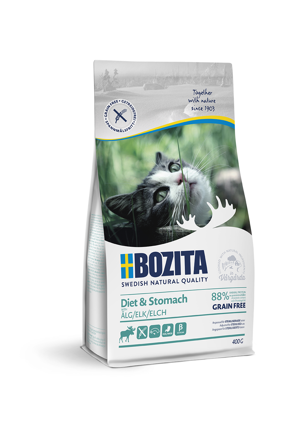 фото Сухой корм для кошек bozita feline function sensitive diet & stomach, лось/курица, 0,4кг