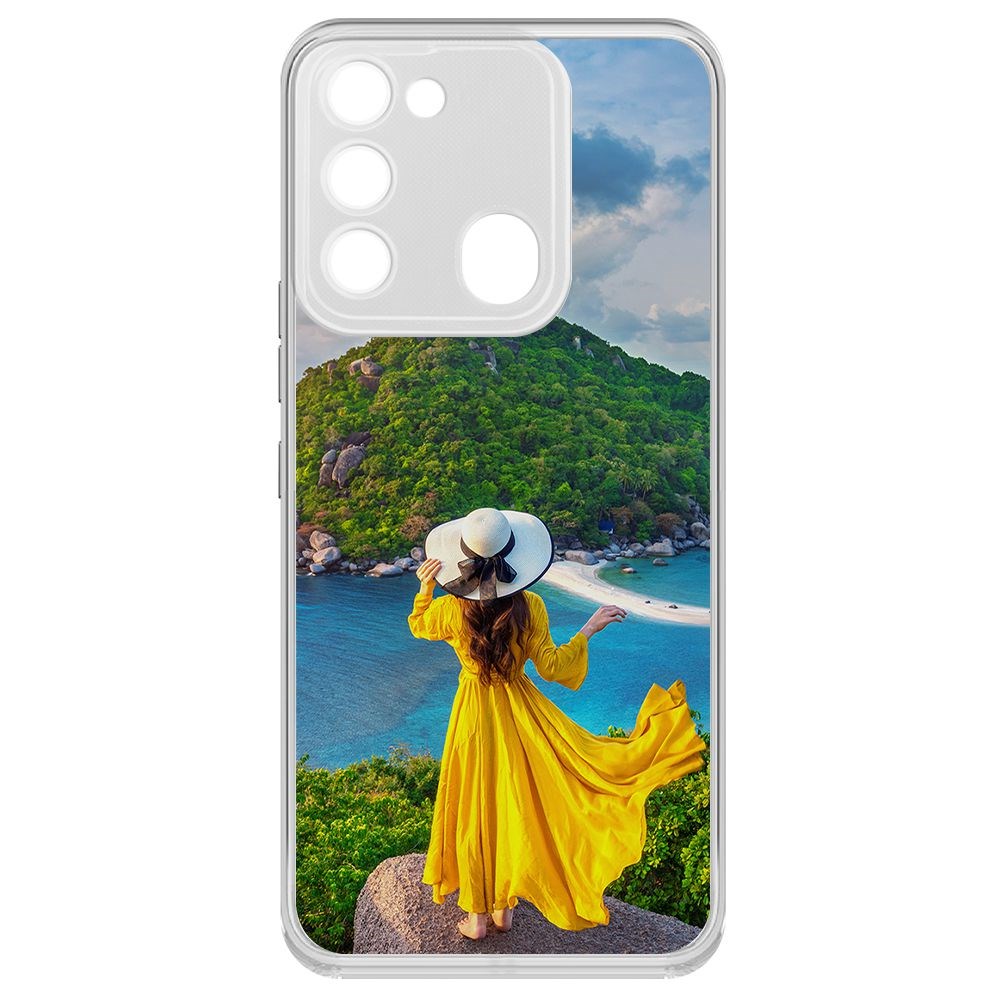 

Чехол-накладка Krutoff Clear Case Платье летнее женское для Tecno Spark 8C, Прозрачный