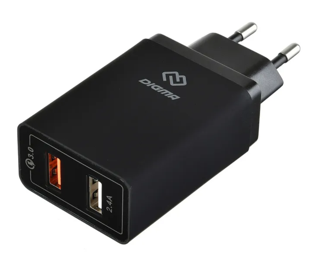

Сетевое зар./устр. Digma DGWC-2U-QC3.0-BK 3A QC универсальное черный