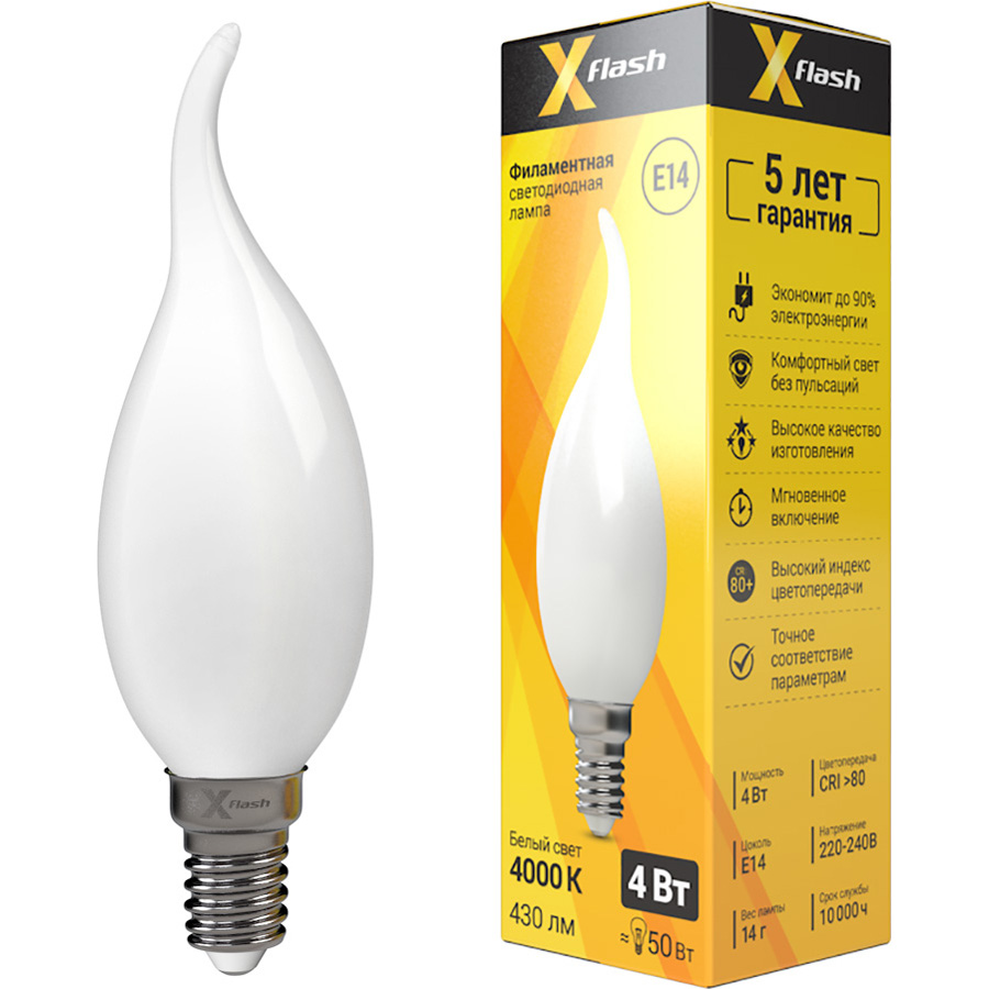 

X-Flash Лампочка светодиодная XF-E14-FLM-СA35-4W-4000K-230V арт.48854