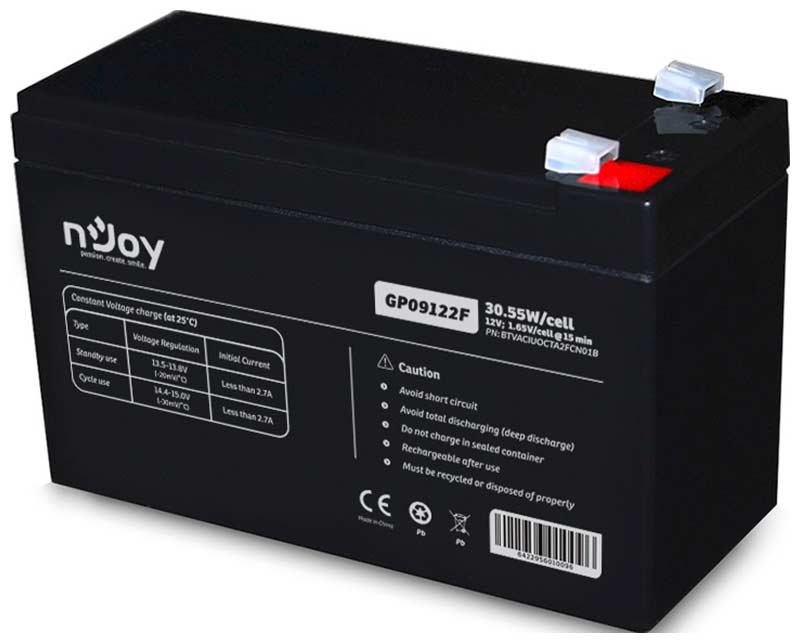 Аккумулятор для ИБП NJOY GP09122F black 9 А/ч 12 В (GP09122F black)
