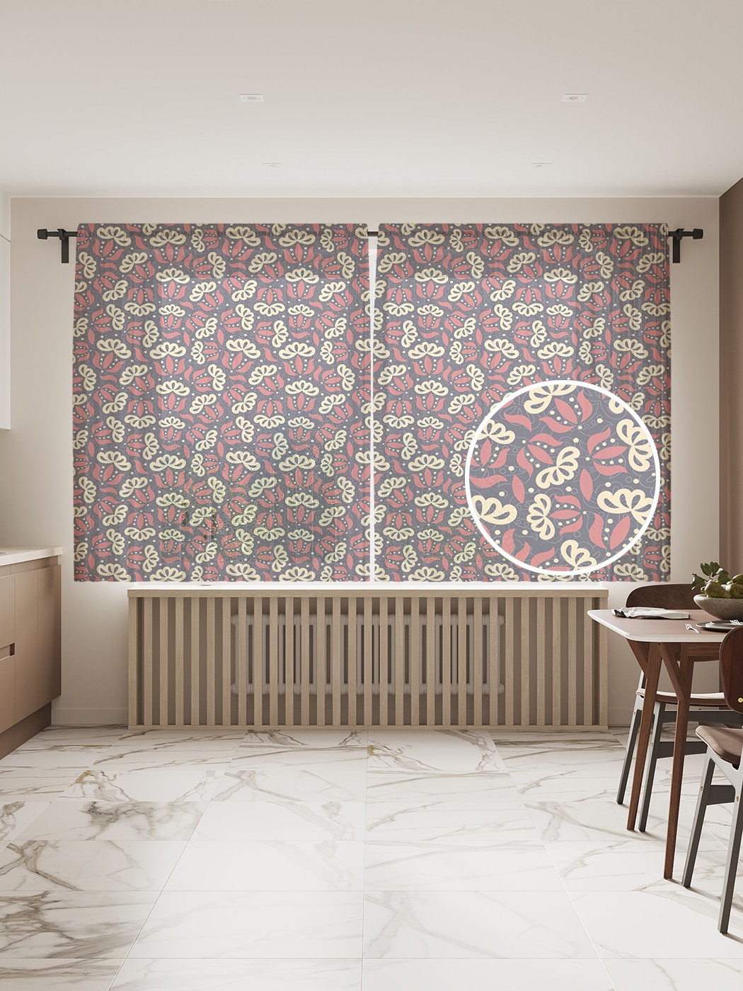 

Фототюль JoyArty "Фольклорный цветок" 145x180см (2 полотна со шторной лентой + 50 крючков), Фольклорный цветок