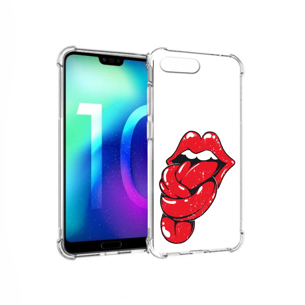 

Чехол MyPads Tocco для Huawei Honor 10 яркие губы с языком (PT142657.34.705), Прозрачный, Tocco